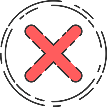 Rejected cross mark icon in flat style png