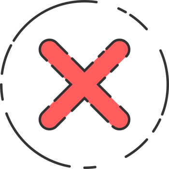 Rejected cross mark icon in flat style png