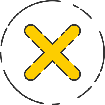 Rejected cross mark icon in flat style png