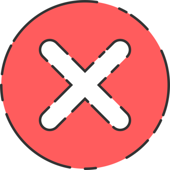 Rejected cross mark icon in flat style png