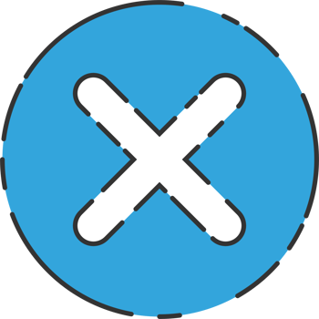 Rejected cross mark icon in flat style png