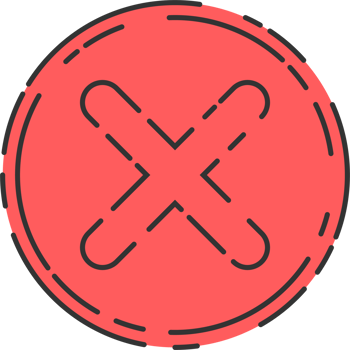 Rejected cross mark icon in flat style png