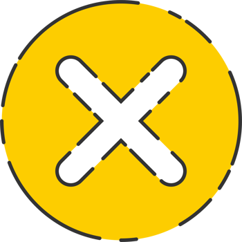Rejected cross mark icon in flat style png