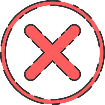 Rejected cross mark icon in flat style png