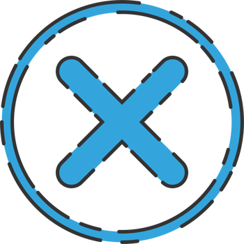 Rejected cross mark icon in flat style png