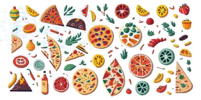 Fast Food Poster with Cartoon Pizza Character and Yummy Toppings vector