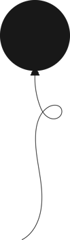 Black silhouette party balloon tied with string png