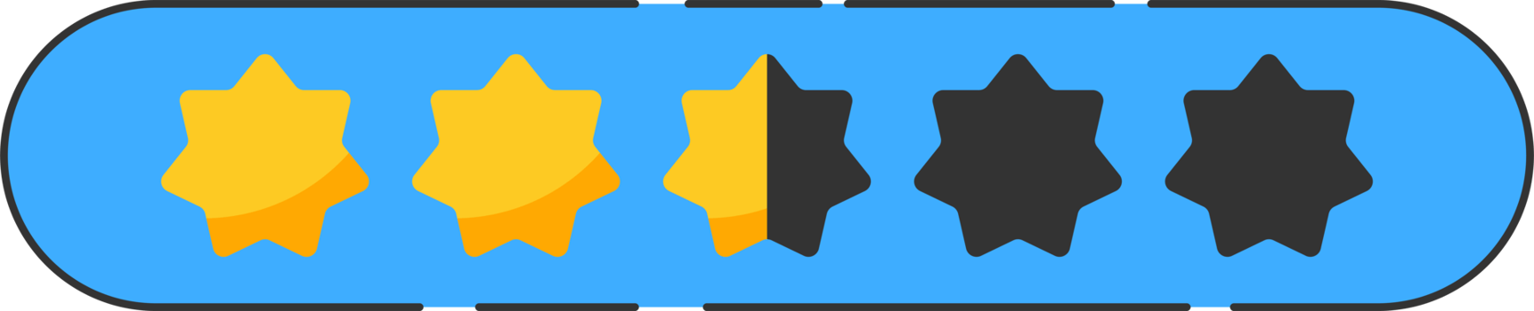 Star rating review with gold stars clip art png