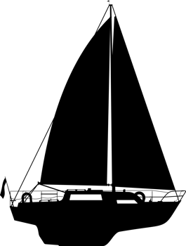 Yacht silhouette, side view. png