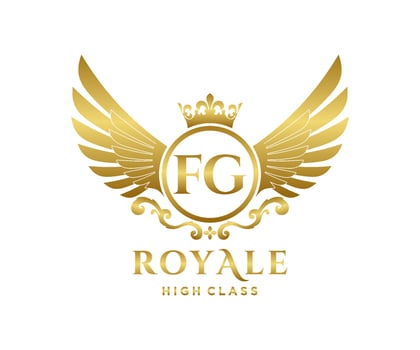 Golden Letter FG template logo Luxury gold letter with crown. Monogram alphabet . Beautiful royal initials letter. vector