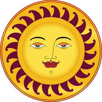 Sun face charm calm vector illustration clip art