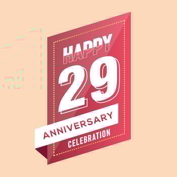 29th anniversary celebration vector pink 3d design on brown background abstract illustration