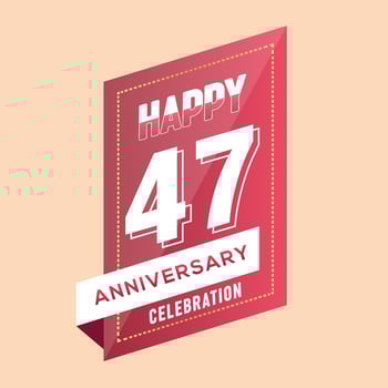 47th anniversary celebration vector pink 3d design on brown background abstract illustration
