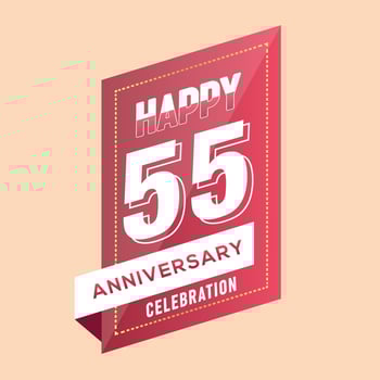 55th anniversary celebration vector pink 3d design on brown background abstract illustration