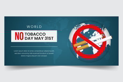World No Tobacco Day May 31st with cigarettes forbidden sign and globe illustration banner design vector