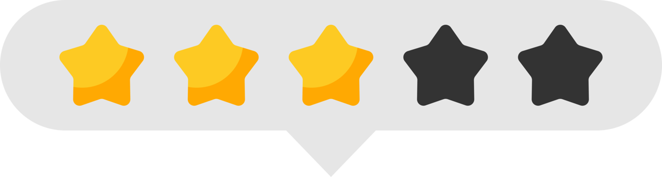 Star rating review from zero to five. Customer feedback png