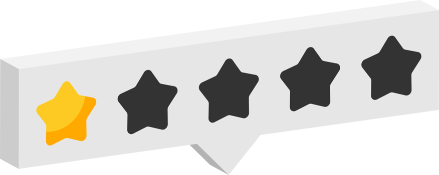 Star rating review from zero to five png
