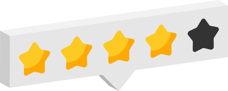 Star rating review from zero to five png
