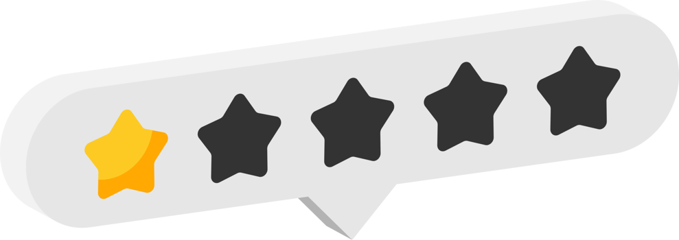 Star rating review from zero to five png