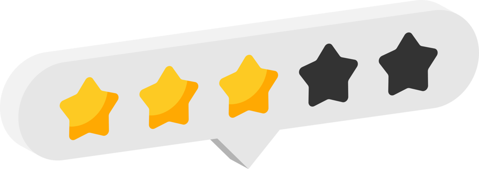 Star rating review from zero to five png