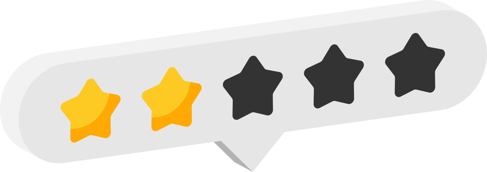 Star rating review from zero to five png