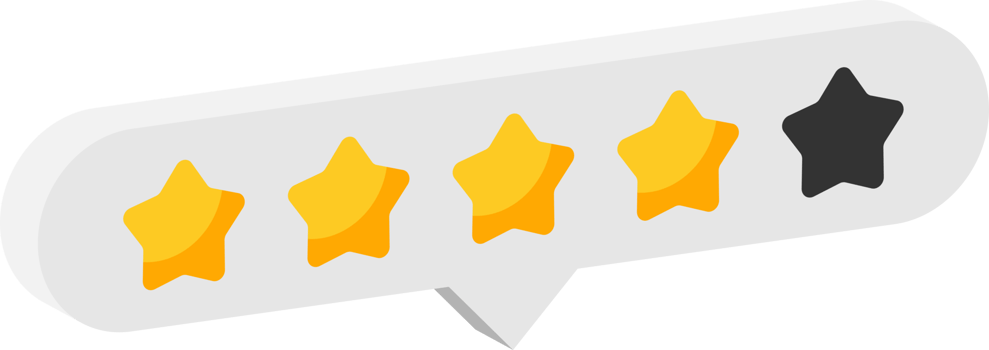 Star rating review from zero to five png