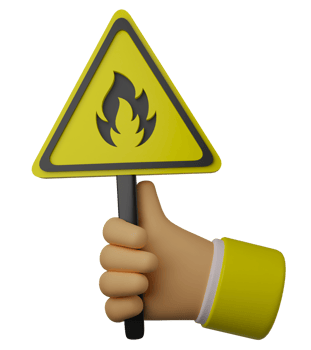 3d illustration hand holding fire sign png