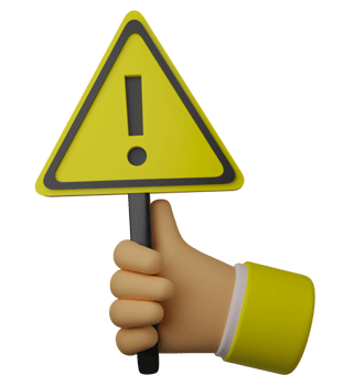 3d illustration hand holding warning sign png