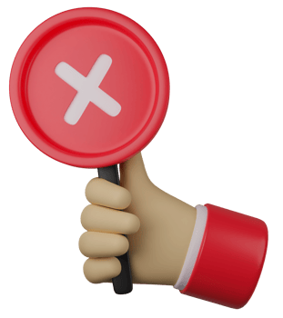 3d illustration hand holding crossmark sign png