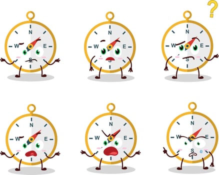 Cartoon character of compass with what expression vector