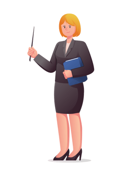 character of female teacher with pointer isolated png