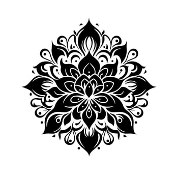 Oriental vector pattern with arabesques and floral elements. Traditional classic ornament. Black and white pattern.