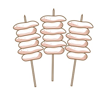 Korean Street Food So tteok So tteok Tteokbokki Cartoon Line Art Illustration Logo vector