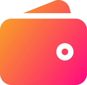 Wallet icon in gradient colors. Finance signs illustration. png