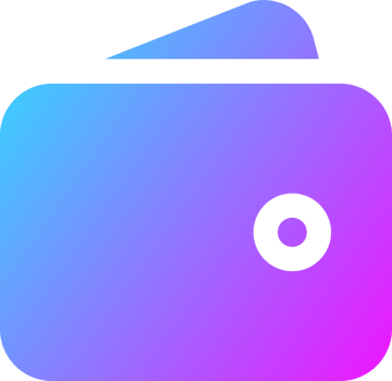 Wallet icon in gradient colors. Finance signs illustration. png