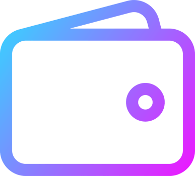Wallet icon in gradient colors. Finance signs illustration. png