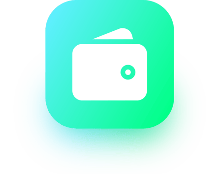 Wallet icon in square gradient colors. Finance signs illustration. png
