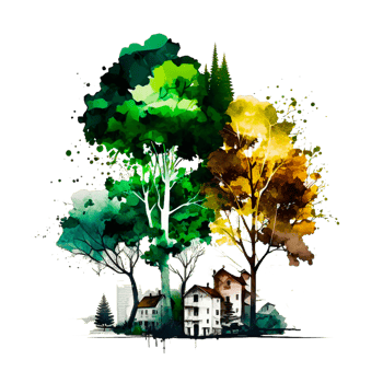 hand painted trees free illustration png