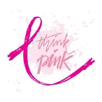 Think pink hand lettering. Breast cancer awareness. vector