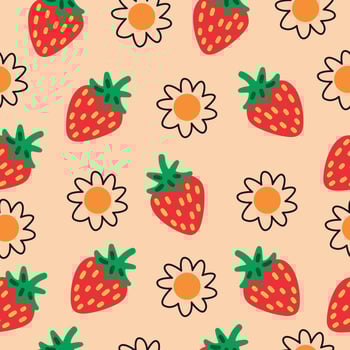 strawberry pattern, pattern for wrapping, fabric, kids vector