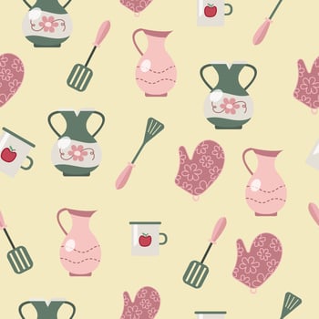 cute kichen utensil pattern vector