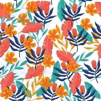 Tropical leaves seamless pattern. Trendy summer print. Exotic seamless background. vector