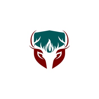 deer head logo with antlers on it vector