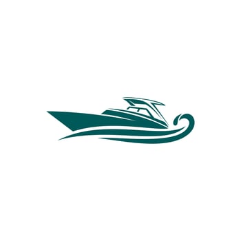 boat logo on speedboat white background vector