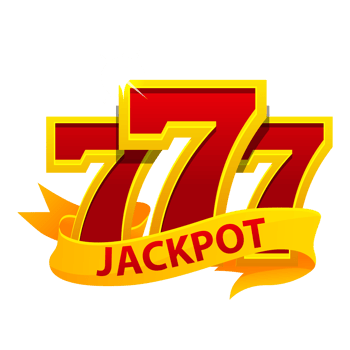 Jackpot symbol. 777 and ribbon, isolated png
