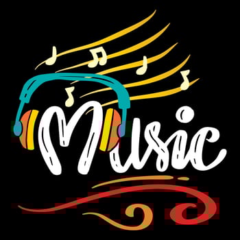 Music word hand lettering. Music logo. vector