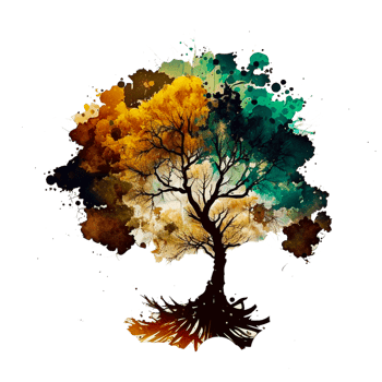 water color trees hand painted png