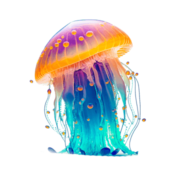 cartoon color jelly fish icon png