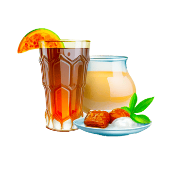 A real glass of juice with fruit and a splash png