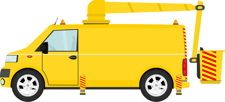 Elevating work platform mounted on a modern van. png